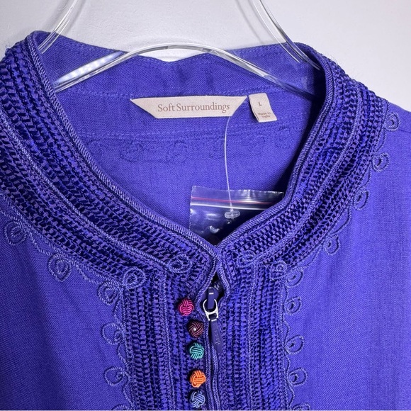 Soft Surroundings Tunic Top Women's Linen Desert Boho Embroidered India NEW - Picture 5 of 9